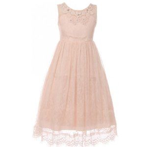 Little Girls Toddler Floral Lace Pageant Party Prom Long Flower Girl Dress Kids